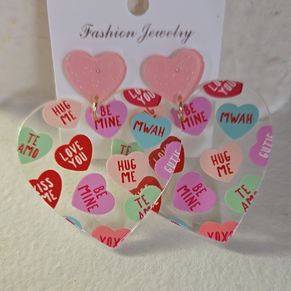 Heart-Shaped Multicolor Earrings nwt